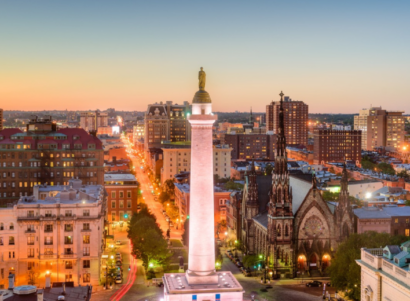 Image of downtown Baltimore at night