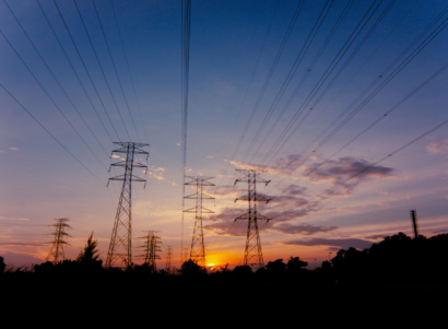 Electricity Pylons at Dawn